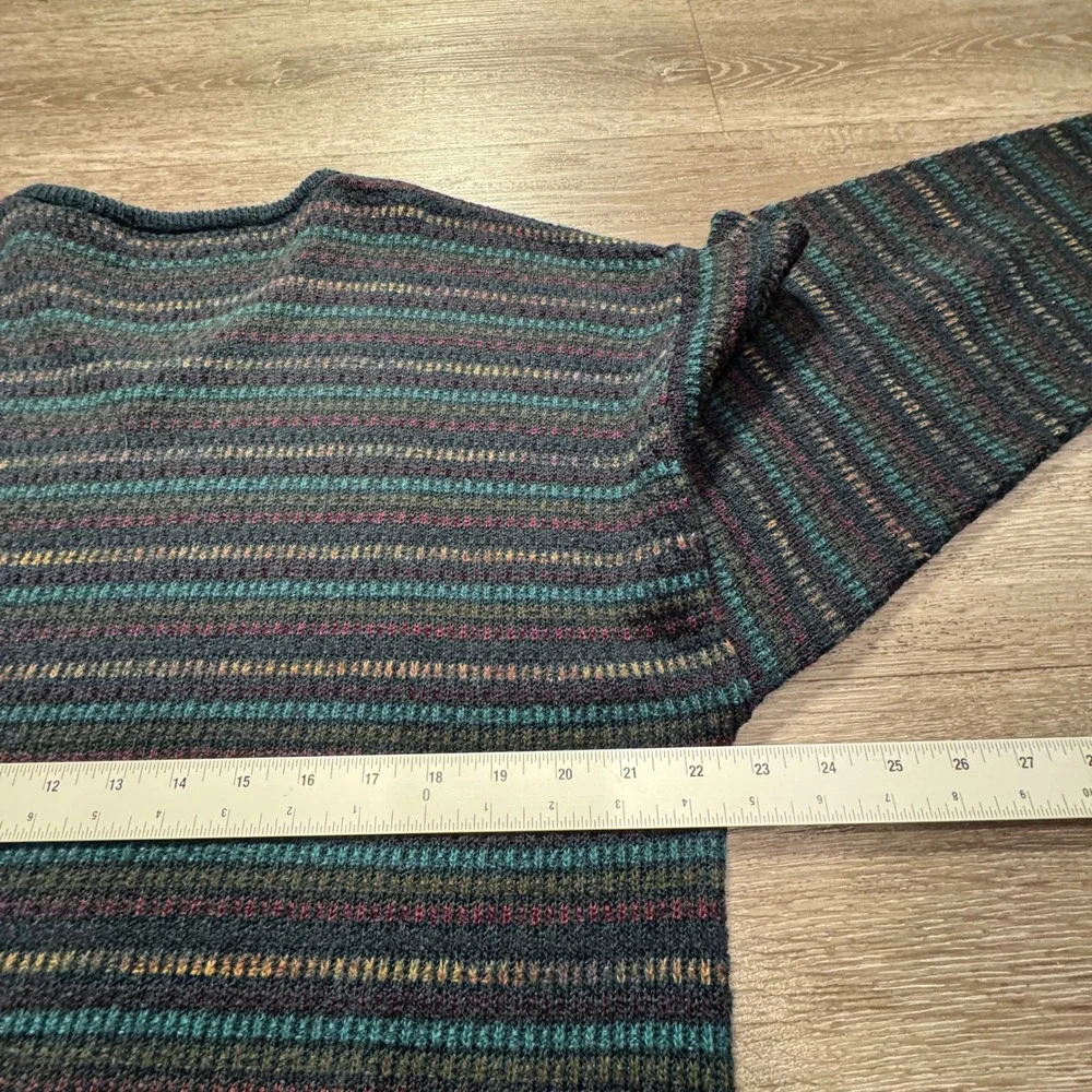 Brandini Sweater Mens XL Striped Wool Blend Made in Italy V Neck Retro Knit VTG